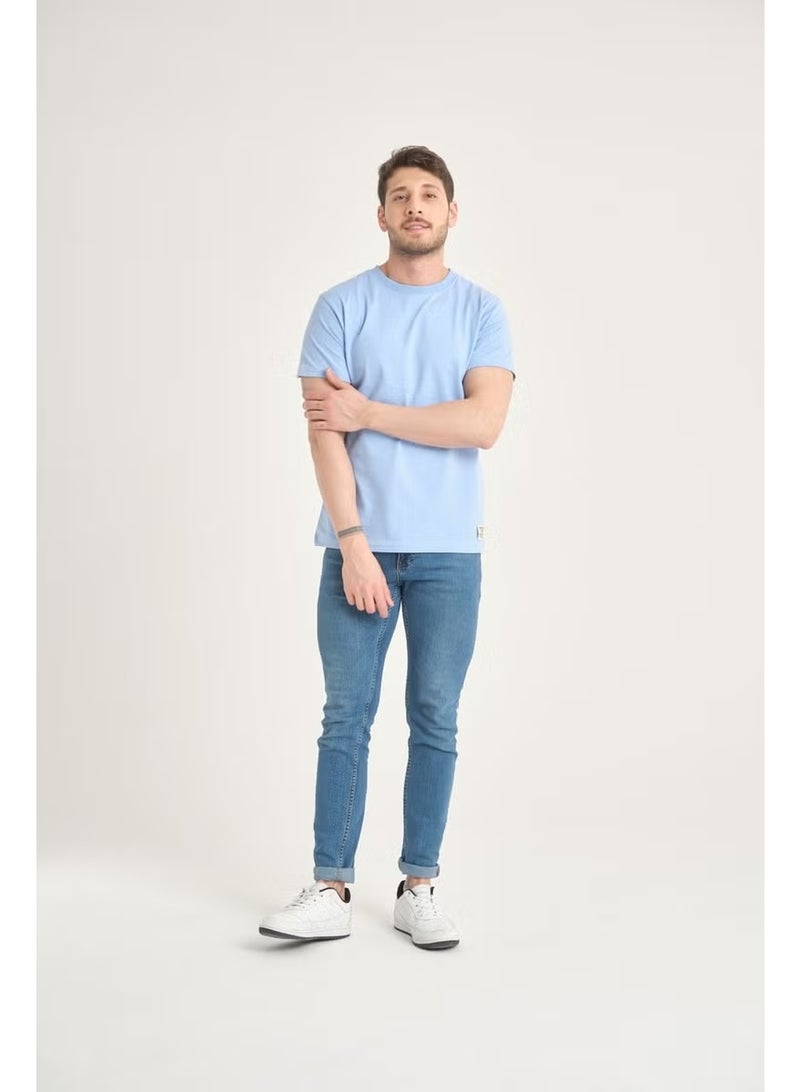Four Man Men's Cotton Standard Cut Solid Color Basic T-Shirt with Non-Wrinkle Fabric Feature - Image 3